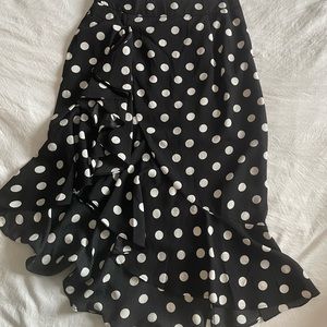 MIDI asymmetrical black and white polka dot skirt